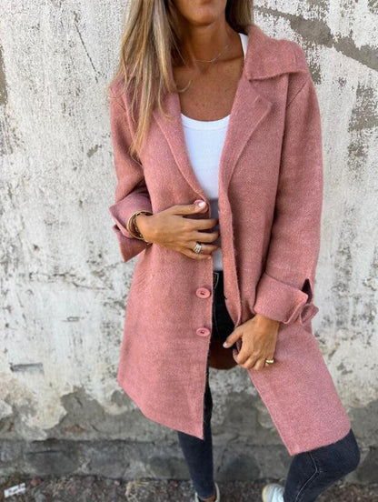 Lapel Single Breasted Mid-Length Coat