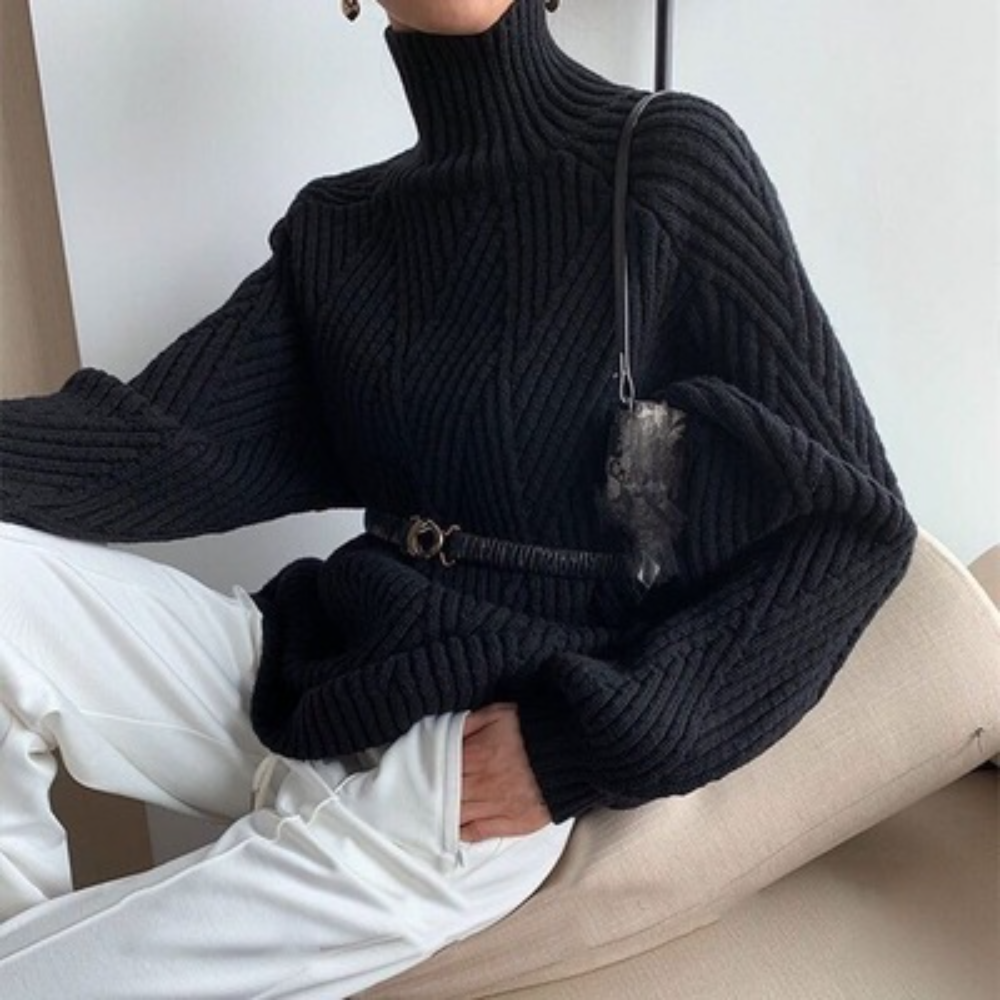 Solid Color High Neck Thickened Sweater