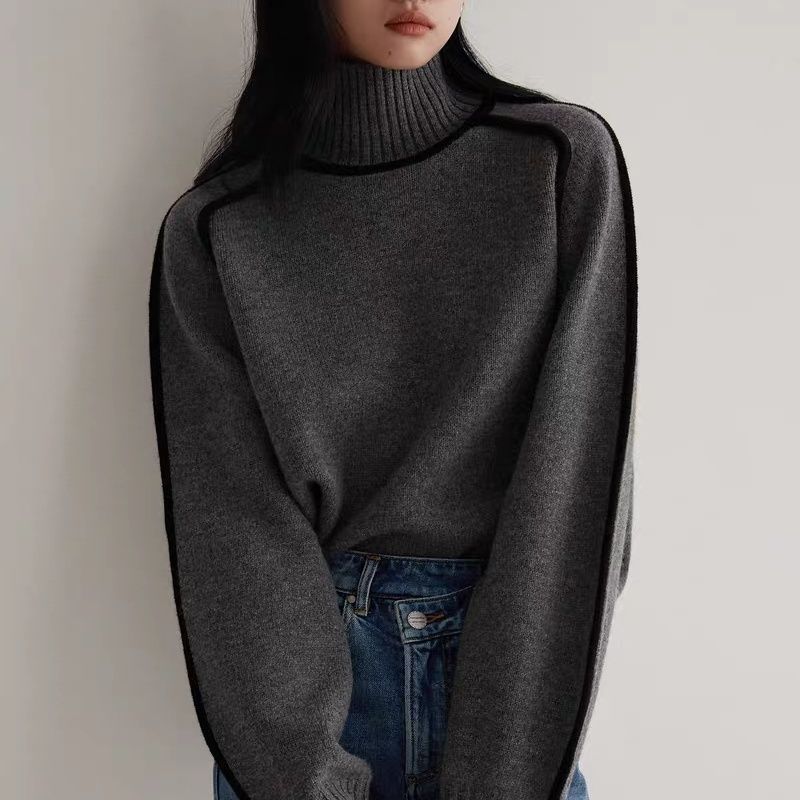 Casual Loose Half Turtleneck Knitted Pullover Sweater