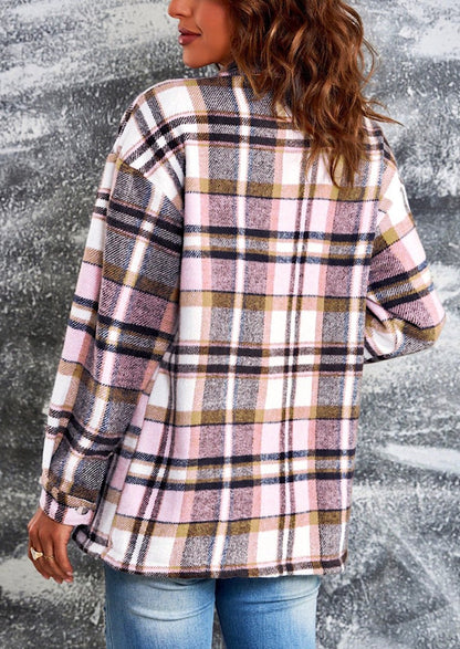 Vintage Casual Long Sleeve Lapel Plaid Jacket