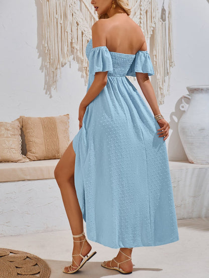 Sexy Off-shoulder Slit Midi Dress