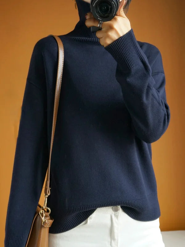 Lazy Fashion Style Thick Turtleneck Sweater