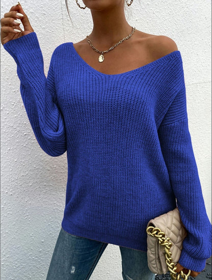 Modern Backless V-Neck Cashmere Sweater