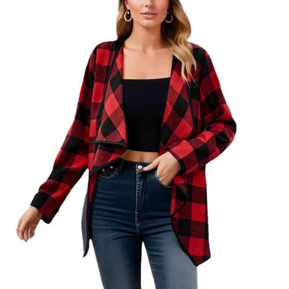 Unique Plaid Contrast Color Coat