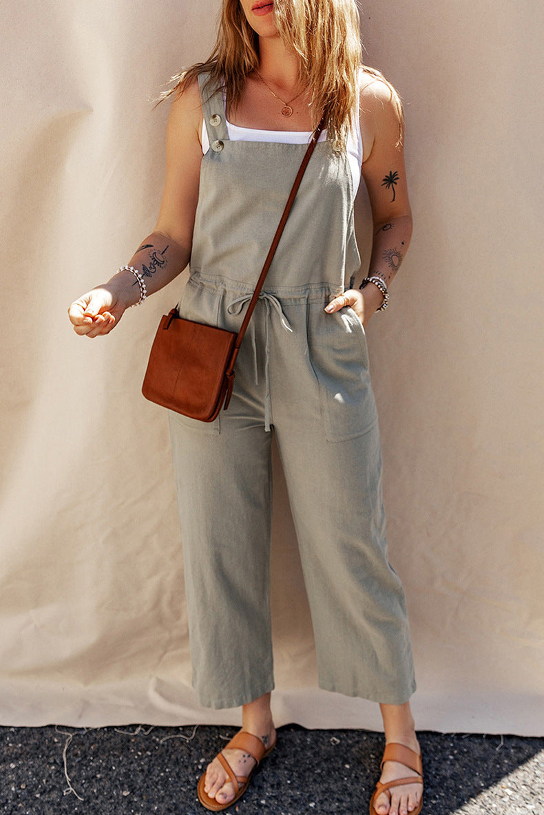 Solid Color Camisole Vest Sleeveless Jumpsuit