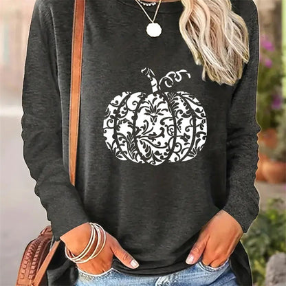 Stylish Printed Round Neck Long Sleeve Shirt