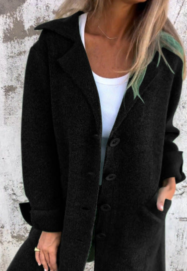 Lapel Single Breasted Mid-Length Coat