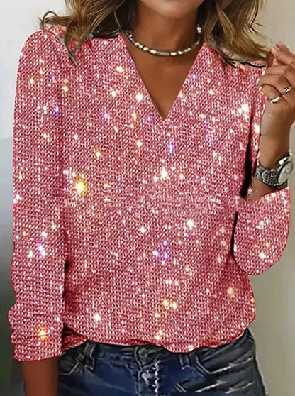 Gorgeous V-Neck Sequined Top