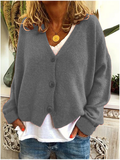 Casual Plain Long Sleeve Sweater