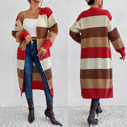 Unique Striped Long Sleeve Cardigan