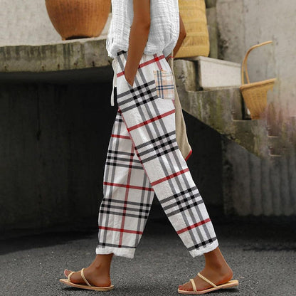 Classy Plaid Side Pocket Pants