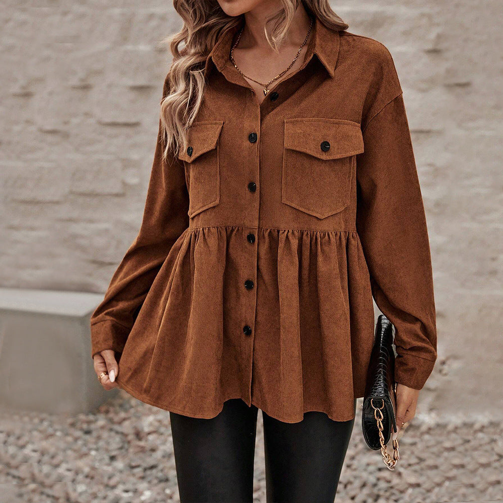 Modern Collared Plain Long Sleeve Outerwear