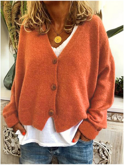 Casual Plain Long Sleeve Sweater