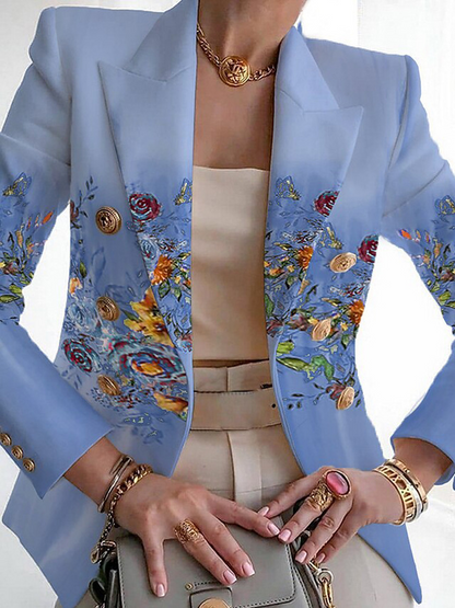 Stylish Printed Buckle Casual Blazer