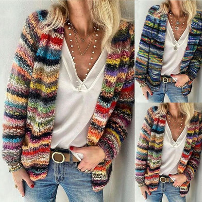 Long Sleeve Casual Striped Cardigan