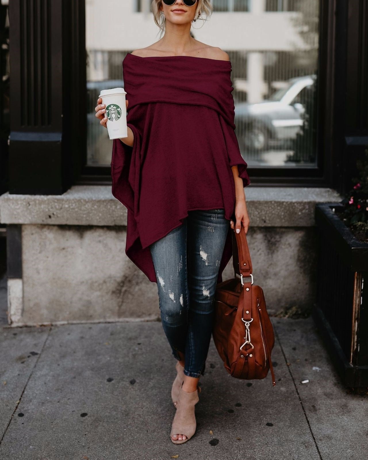 Strapless Plain Round Neck Long Sleeve Top