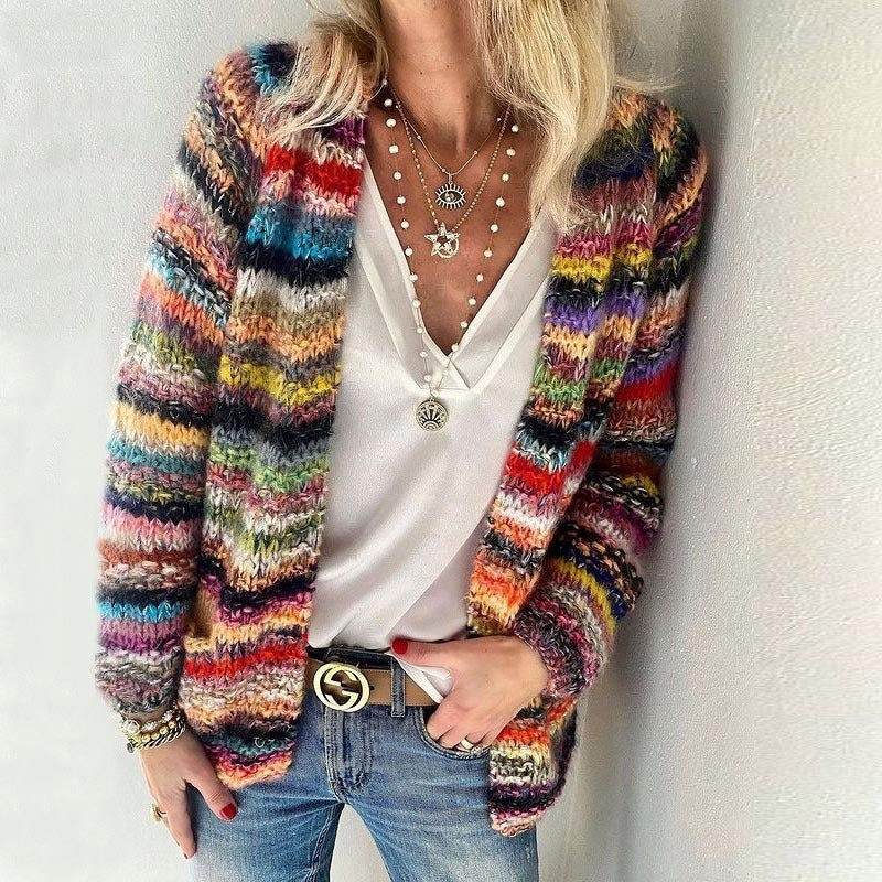 Long Sleeve Casual Striped Cardigan