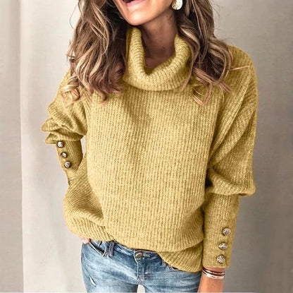 Solid Color High Neck Sweater