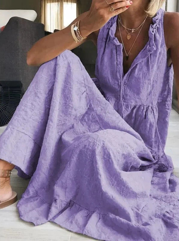 Sexy Plain Sleeveless Maxi Dress