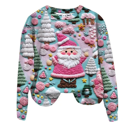 Santa Claus Print Long Sleeve Top