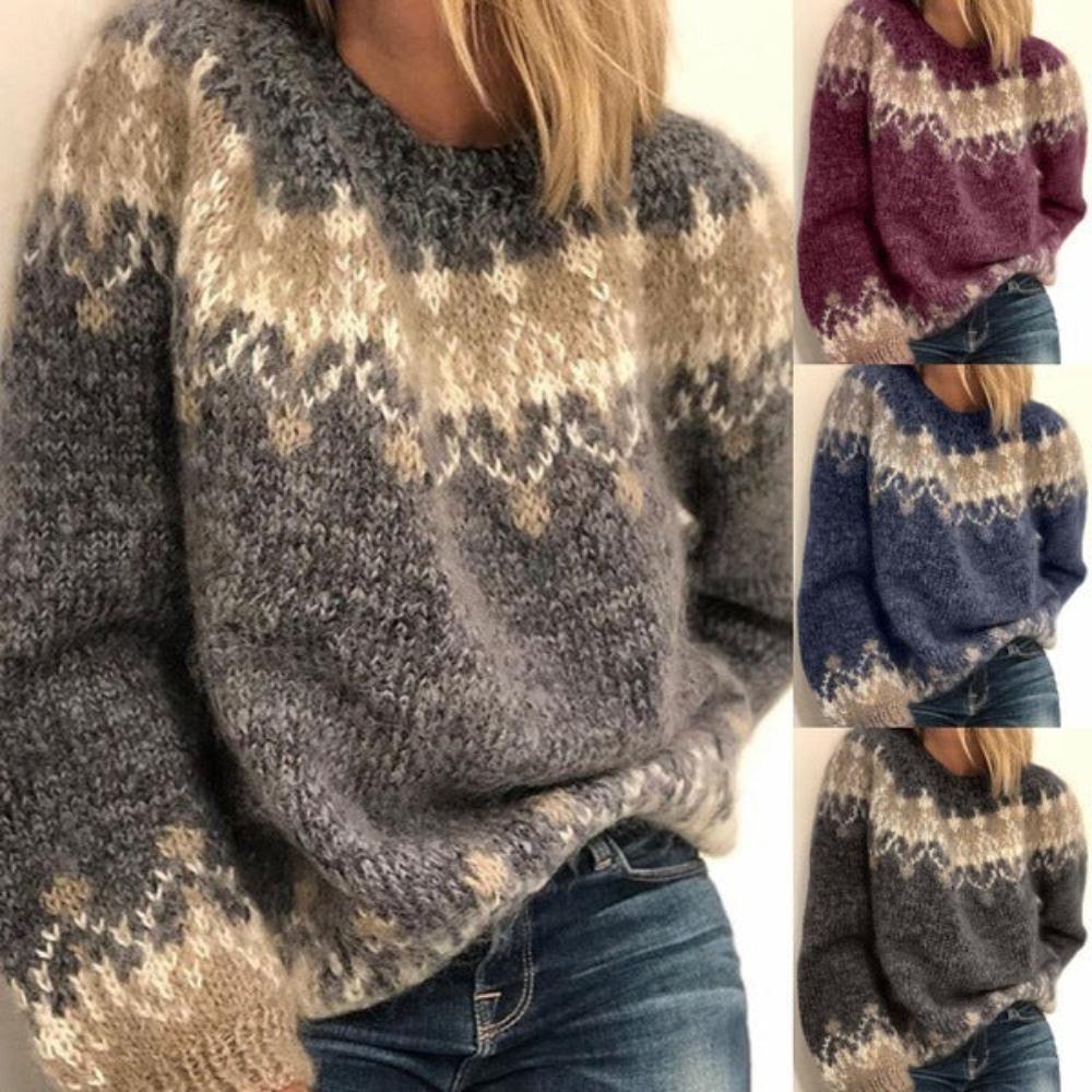 Casual Pullover Jacquard Fashion Ethnic Style Knitted Sweater