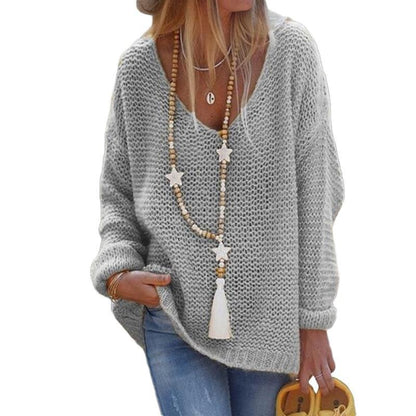 Knit Sweater V-neck Long-sleeved Knitted Top