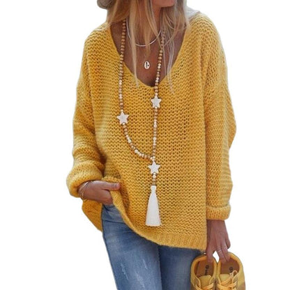 Knit Sweater V-neck Long-sleeved Knitted Top