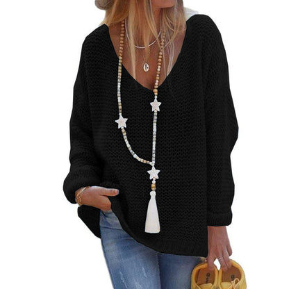 Knit Sweater V-neck Long-sleeved Knitted Top