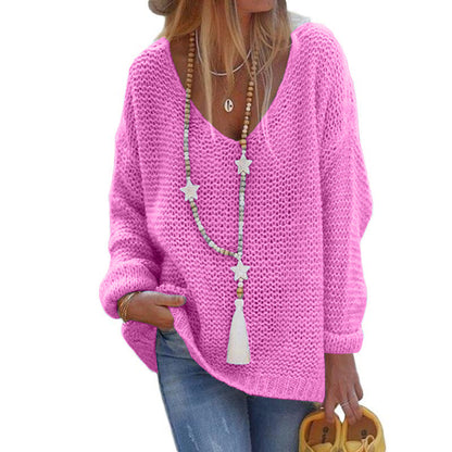 Knit Sweater V-neck Long-sleeved Knitted Top