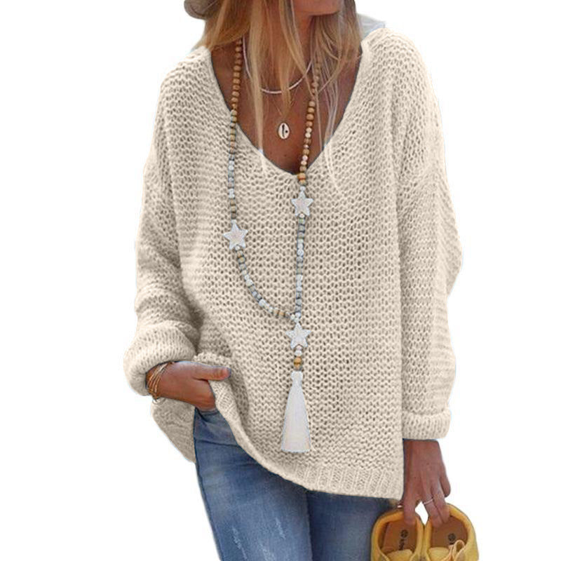 Knit Sweater V-neck Long-sleeved Knitted Top