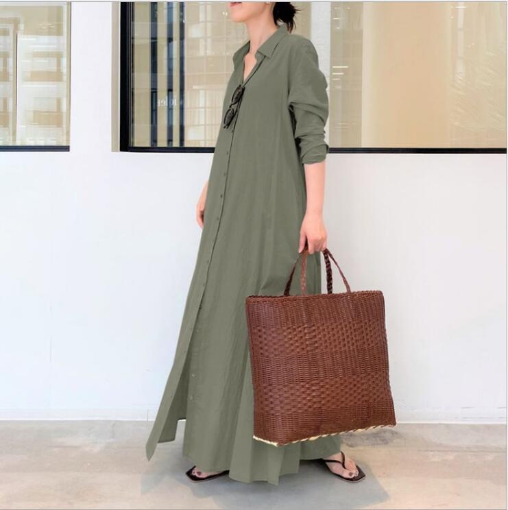 Casual Solid Color Cotton And Linen Maxi Dress