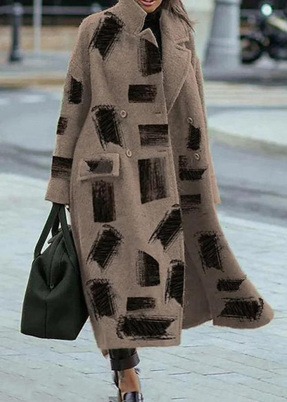 Vintage Printed Long Wool Coat