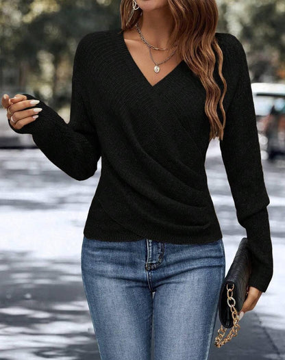 Multicolor Plain V-Neck Sweater