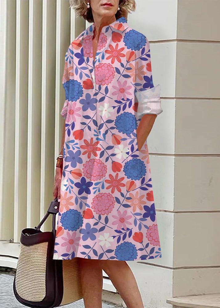 Flower Sweet Printed Long Sleeve Dress