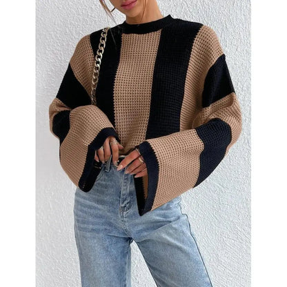 Round Neck Striped Knitted Sweater