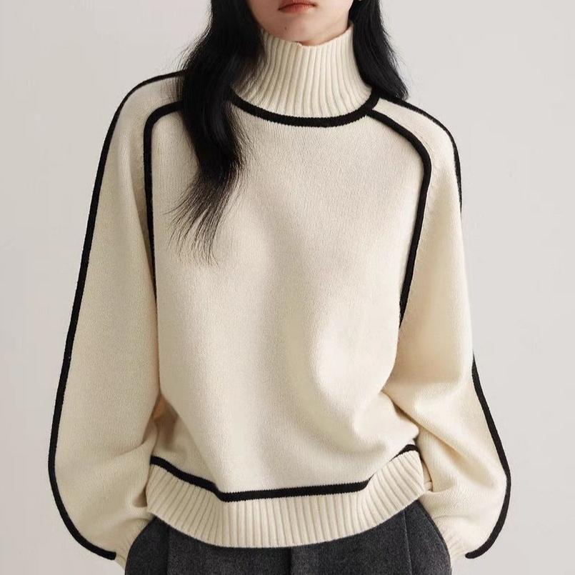 Casual Loose Half Turtleneck Knitted Pullover Sweater