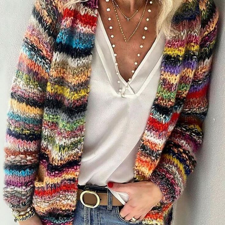 Long Sleeve Casual Striped Cardigan