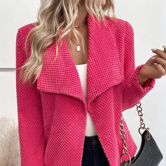 Solid Color Large Lapel Short Long Sleeve Coat