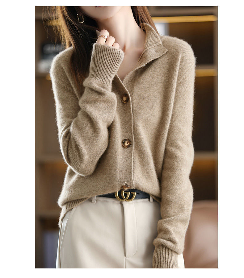 Retro Stand Collar Loose-Fitting Knitted Cardigan