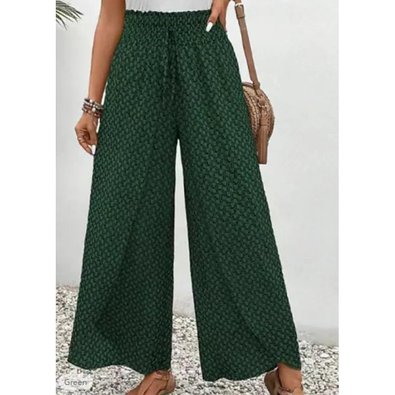 Unique Print Elastic Drawstring Waistband Pants