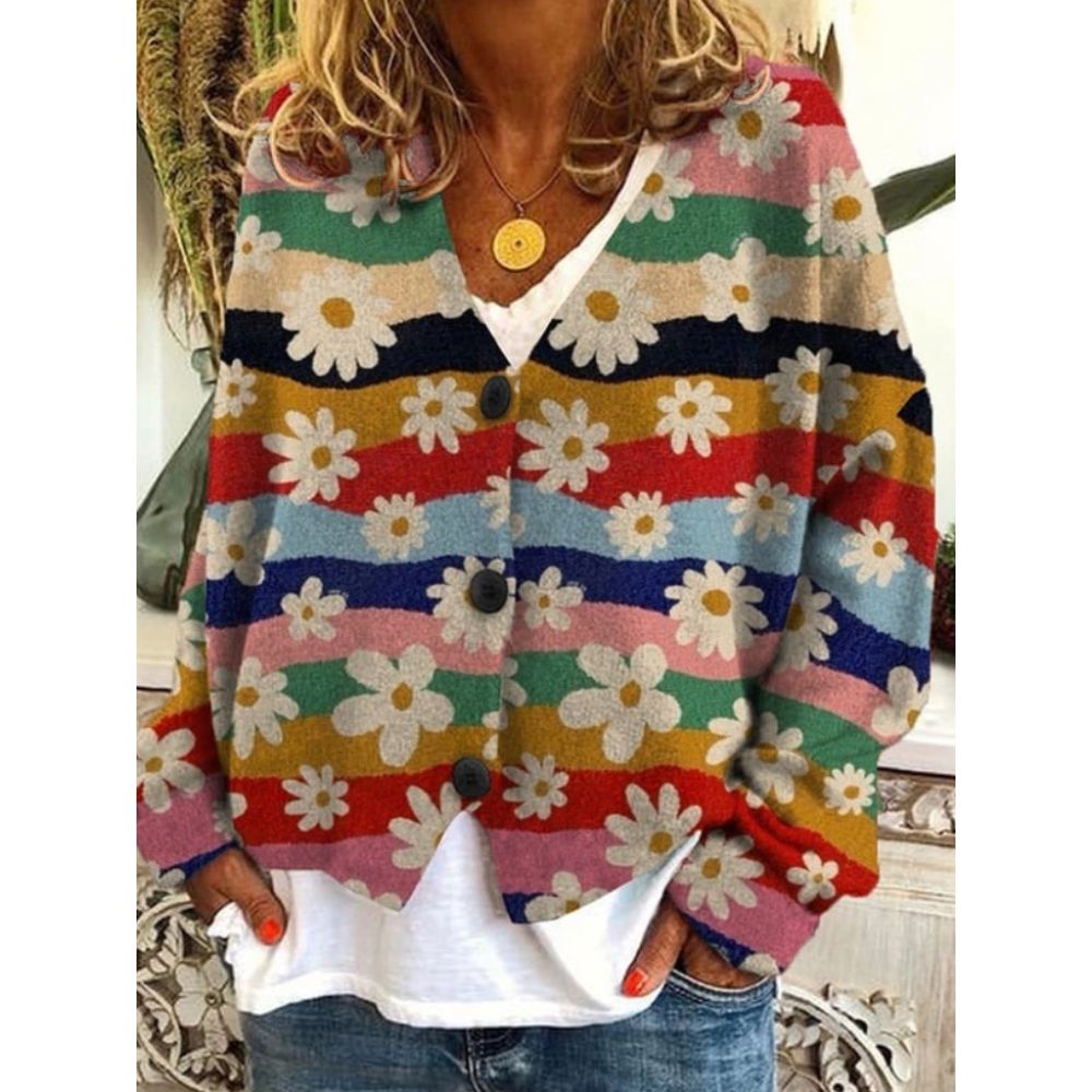 Christmas Abstract Printing Casual Cloak Cardigan