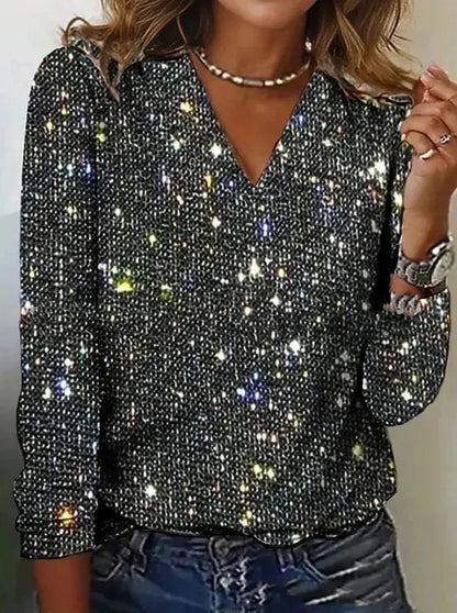 Gorgeous V-Neck Sequined Top