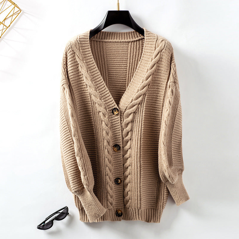 Vintage Single-breasted Sweater Coat