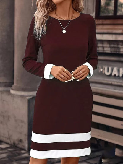 Modern Skinny Color Matching Mini Dress