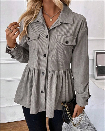 Modern Collared Plain Long Sleeve Outerwear