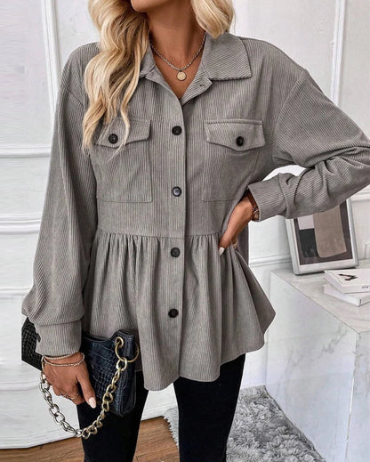 Modern Collared Plain Long Sleeve Outerwear