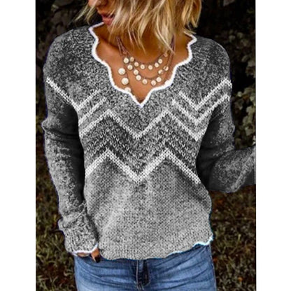 Geometric Print Long Sleeve Sweater Top