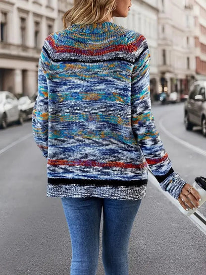 Breezy Blue Collarless Long Sleeve Cardigan