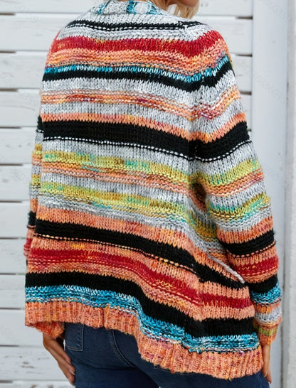 Special Long Sleeve Multicolor Cardigan