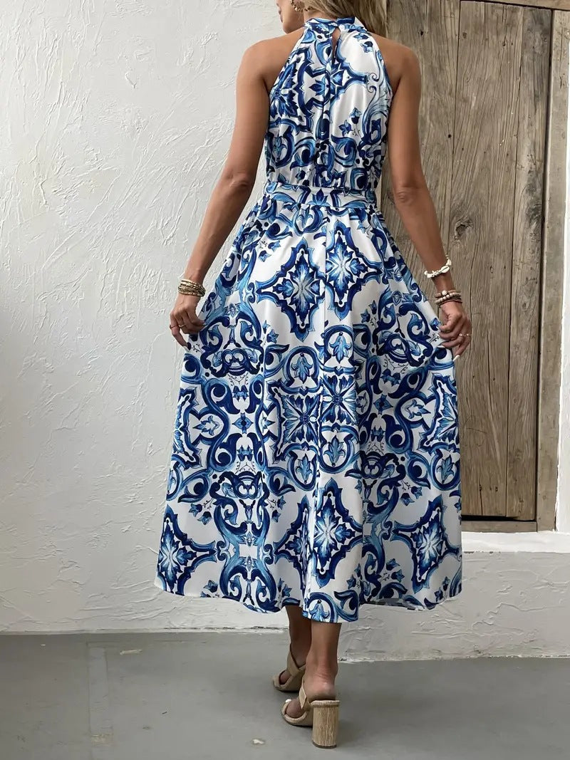 Bohemian Vintage Print Midi Dress